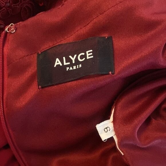 Alyce Paris burgundy lace formal slit leg jersey gown 6 O18 - Picture 16 of 16
